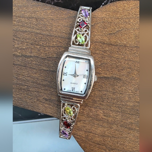 Peridot Garnet Amethyst  Watch New Battery Quartz Stretch Band - Picture 3 of 8